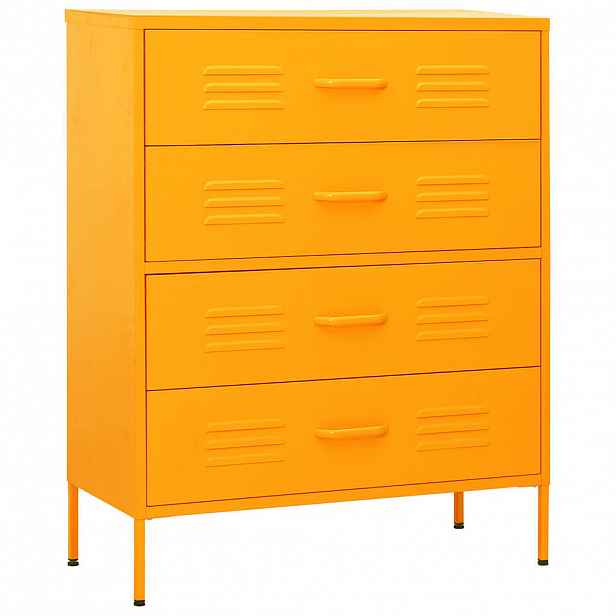 vidaXL Komoda se zásuvkami hořčicově žlutá 80 x 35 x 101,5 cm ocel