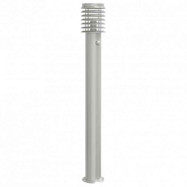vidaXL Venkovní stojací lampa s čidlem stříbrná 110 cm nerezová ocel