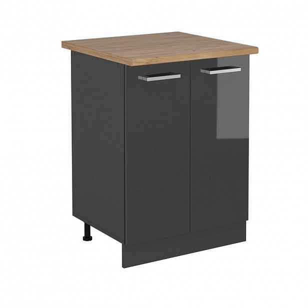 Vicco SPODNÍ SKŘÍŇKA KUCHYŇSKÉ LINKY R-Line Antracitový vysoký lesk 60 cm , PD Dub