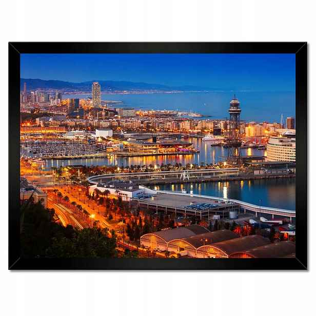Plakáty v rámu 40x30 Barcelona Noční krajina