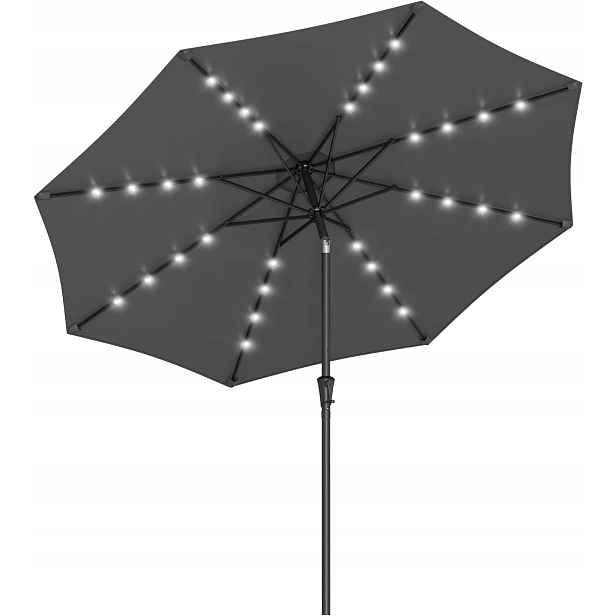 Songmics Zahradní slunečník Led, ohýbatelný, 300 x 300 x 240 cm