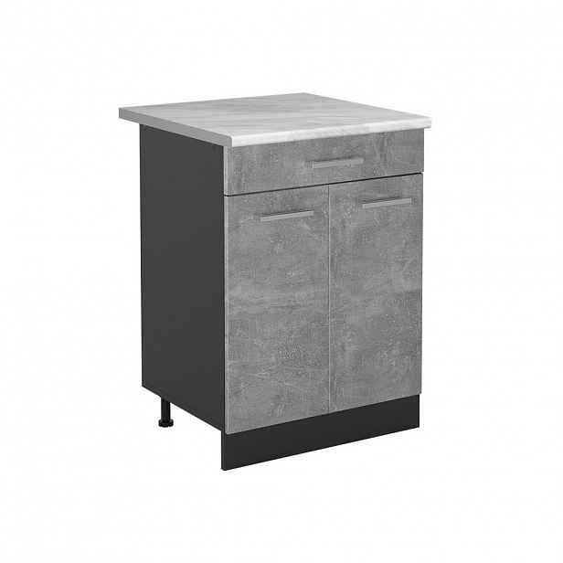 Vicco SPODNÍ SKŘÍŇKA KUCHYŇSKÉ LINKY R-Line, Beton/Antracit, 60 cm se zásuvkou pracovná doska Mramor