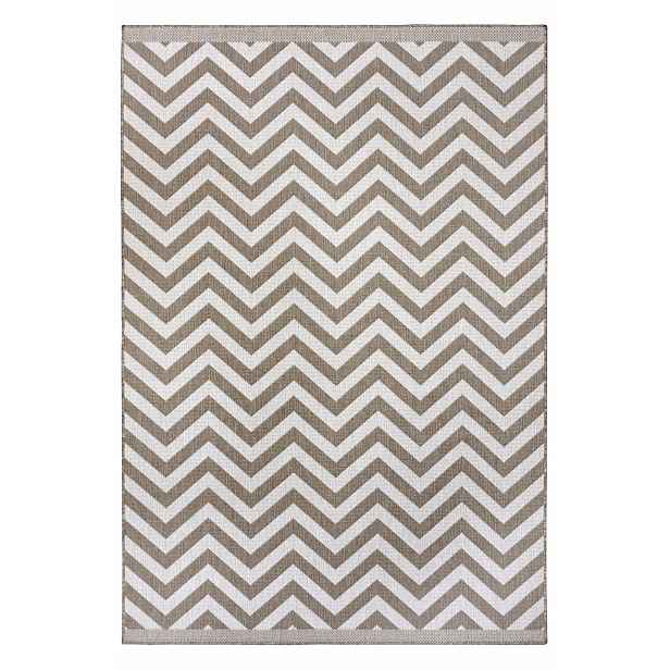 Koberec na terasu 120x170 cm, béžovo krémový oboustranný, plochý tkaný provázek
