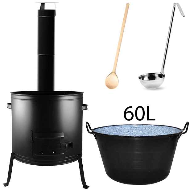 Perfect Home Set-58 Kotlíková souprava 60L, 5ks – kotlina/kouřovod/kotlík/vařečka/naběračka