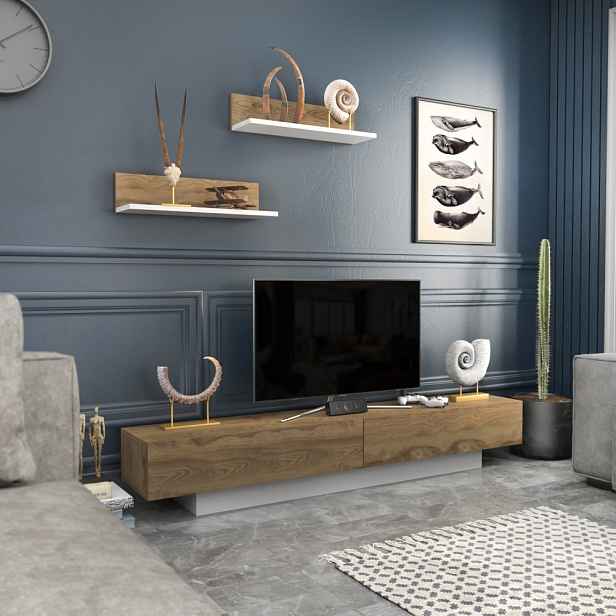 TV stěna / Sestava pod TV Lusi - White, Oud Oak