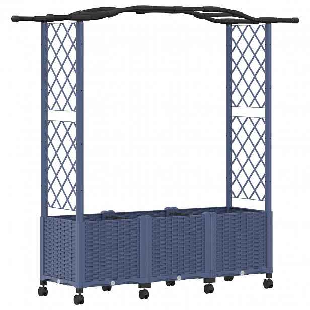 vidaXL Vyvýšený záhon s treláží a střechou Šedá 164 x 40 x 144 cm PP