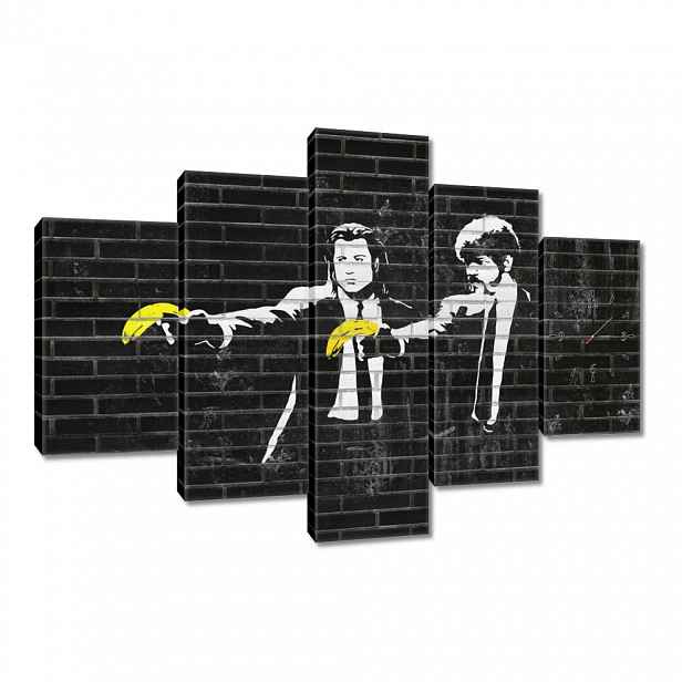 Nástěnné hodiny 150x105 Banksy Banana Fiction