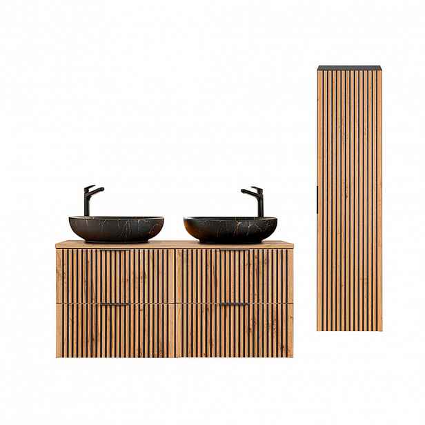 Petits-meubles KOUPELNOVÝ NÁBYTEK 120.6cm Gaia 2er-Set Dubové dřevo a černá barva