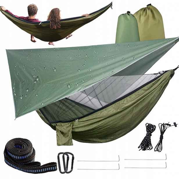 Turistická Houpací Síť S Moskytiérou Survival Cestovní Max 200 Kg 290 X 140 cm