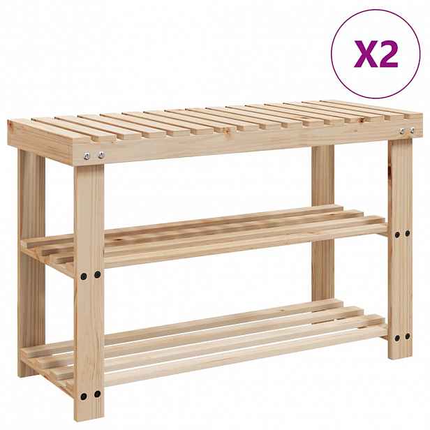 vidaXL Botník s lavičkou 2 v 1 2 ks masivní dřevo