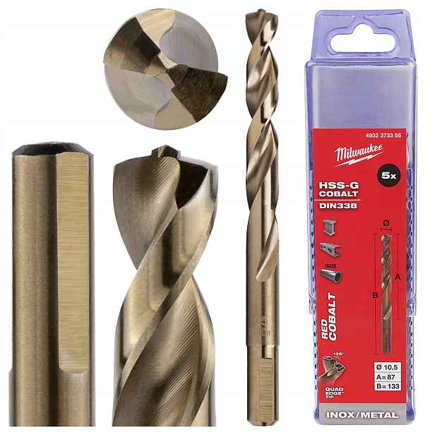 Vrták do kovu kobaltový 10,5 mm 5 ks z nerezové oceli Milwaukee Cobalt