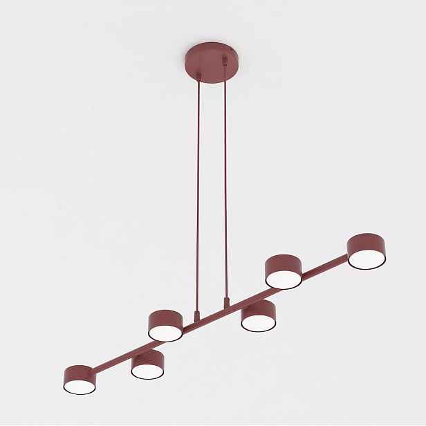 Závěsná lampa Megara 6-bodová GX53 vínová, 140 cm