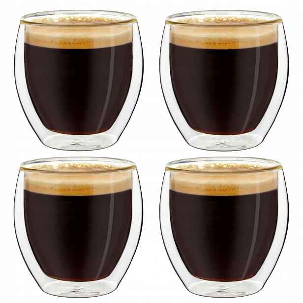 Lux Značkové 4x Sklenice S Dvojitou Stěnou Nafukovací Sklo 100 ml Espresso Cr