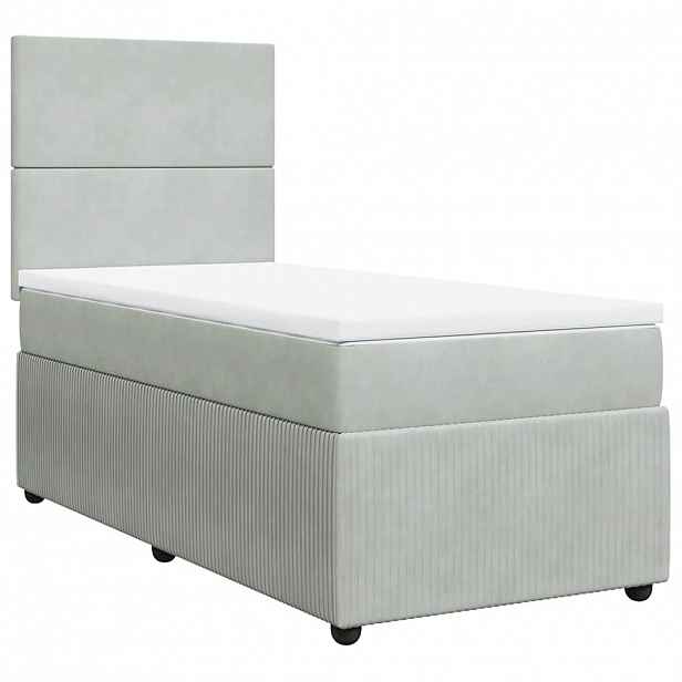 vidaXL Box spring postel s matrací světle šedá 100x200 cm samet