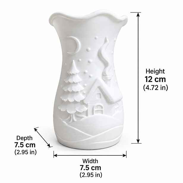 TEMU 1 ks 3D tištěná vánoční vesnička, váza na květiny, zimní sváteční sochařská dekorativní váza pro živé a sušené květinové aranžmá, svatební