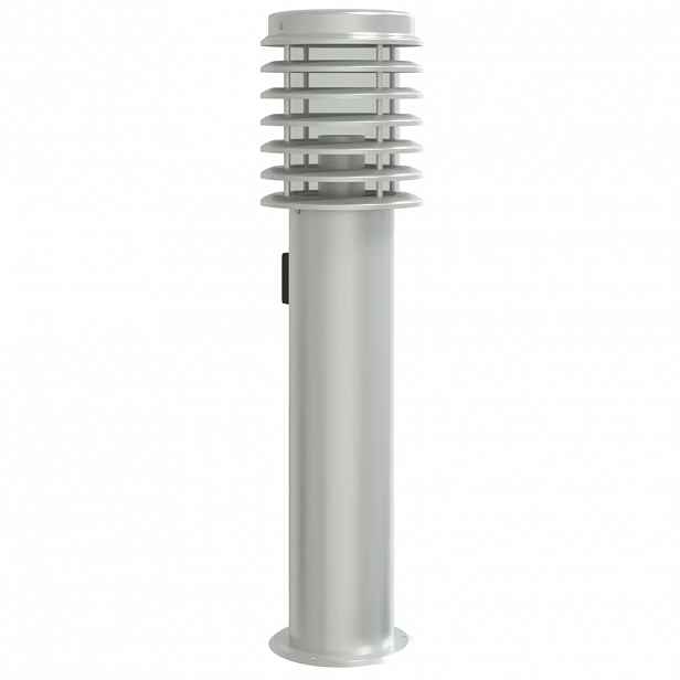 vidaXL Venkovní stojací lampa se zásuvkou stříbrná 60 cm nerezová ocel