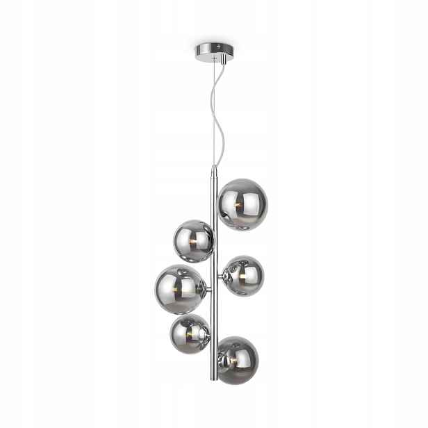 Závěsná lampa lustr chrom skleněná kouřové koule moderní 6 bodů Maytoni