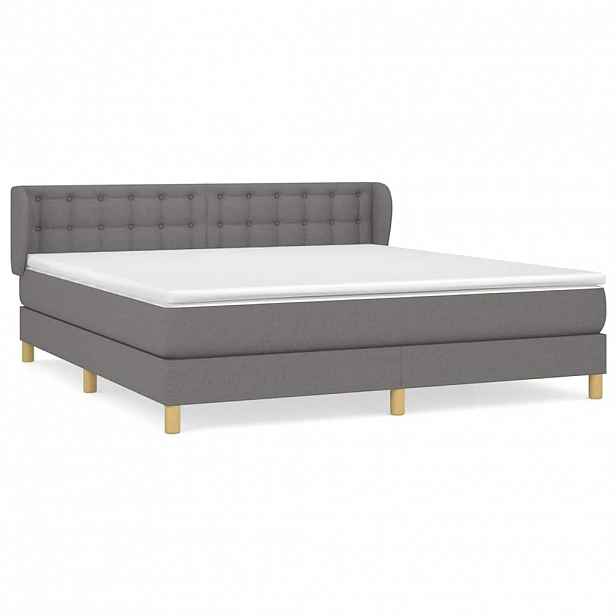 vidaXL Box spring postel s matrací tmavě šedá 160x200 cm textil