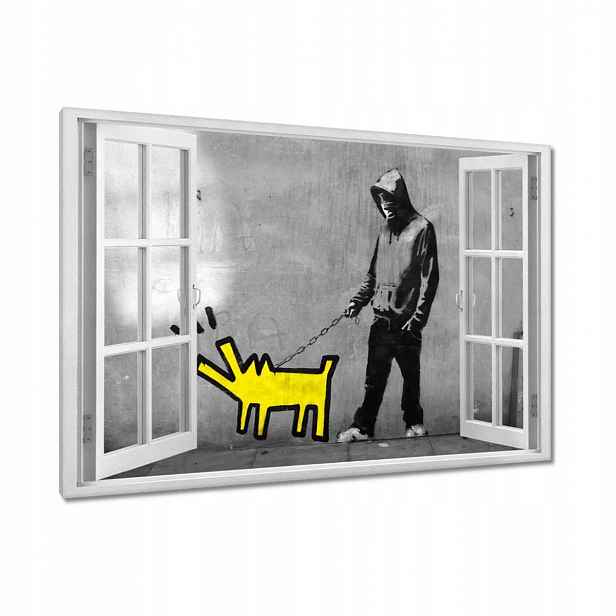 Obrazy 90x60 Žlutý pejsek Banksy Lol