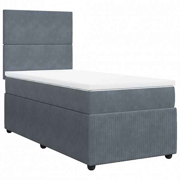 vidaXL Box spring postel s matrací tmavě šedá 100x200 cm samet