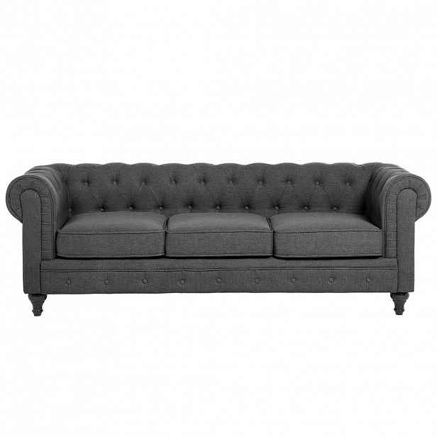 Beliani POHOVKA 3-místná Polyester Šedá Chesterfield