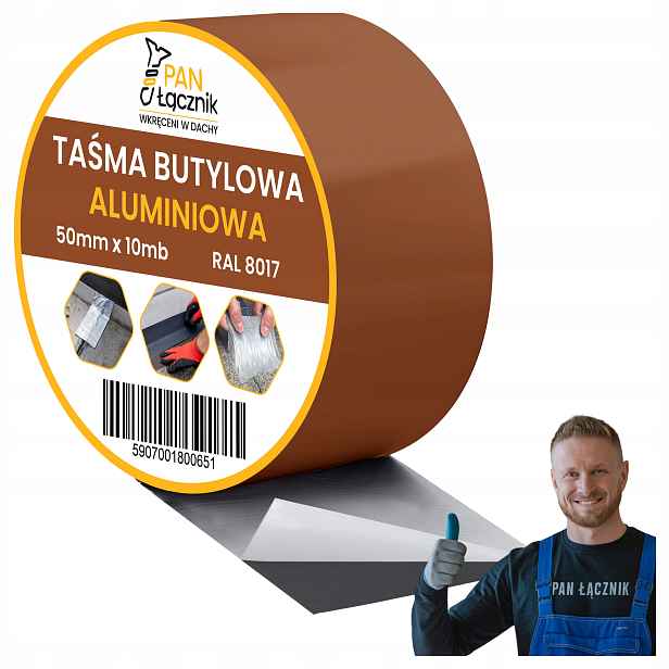 Butylová páska Dekarska hliníková 50 mm 10 m Hnědá RAL8017 Střešní
