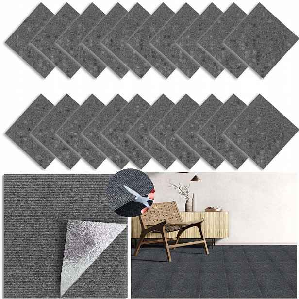 Koberec Samolepicí 4 MM 30 X 30 CM, 20 Ks, Protiskluzový A Odolný Proti Opotřebení