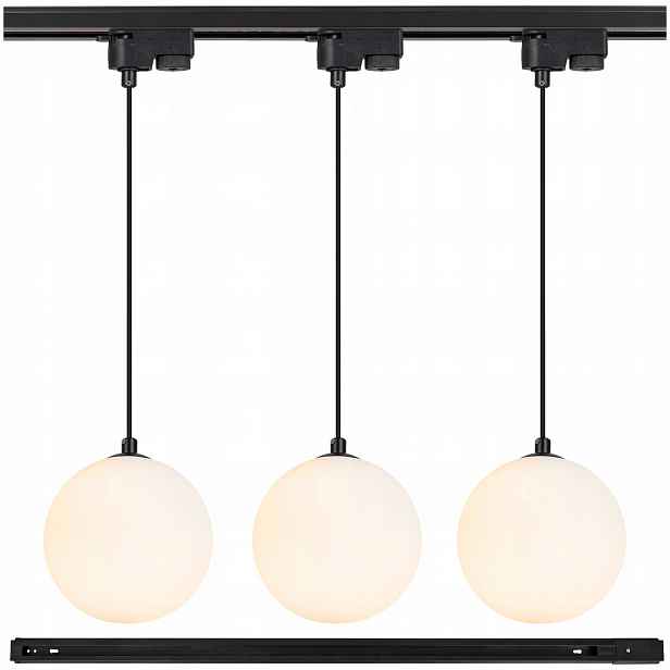 Led kolejnicové osvětlení 1 m Závěsné svítidlo G9 bílá skleněná koule x3