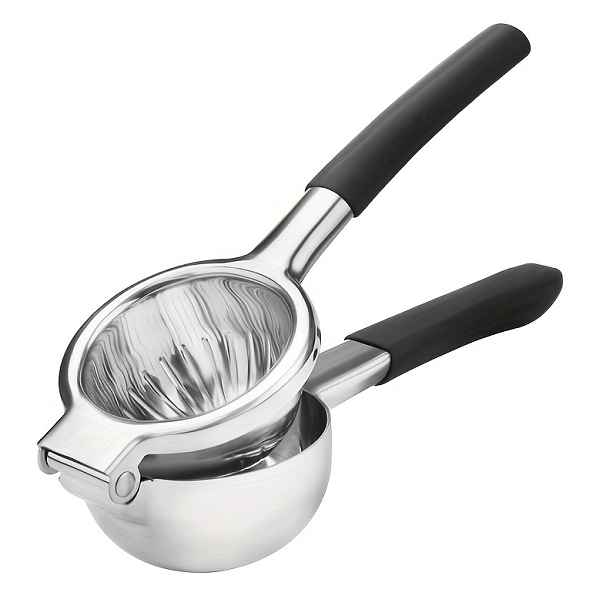 TEMU Nerezová ocel Silikonová rukojeť Klip na citron Citronová lis na citron Odsavač šťávy z ovoce Odsavač pomerančů
