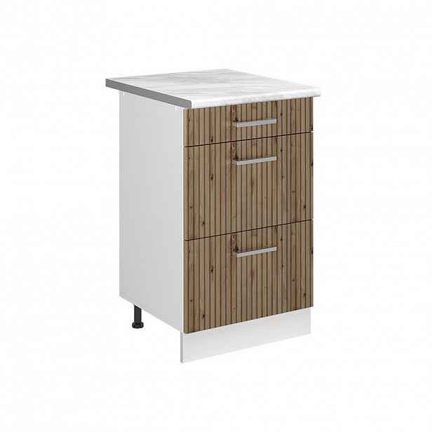 Vicco SPODNÍ SKŘÍŇKA KUCHYŇSKÉ LINKY R-Line, Řemeslný dub/Bílá, 50 cm pracovná doska Mramor