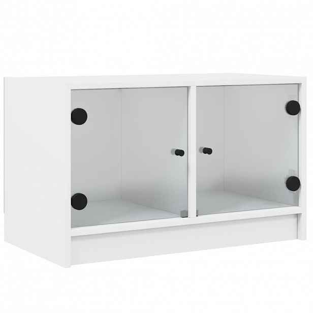 vidaXL TV skříňka se skleněnými dvířky bílá 68x37x42 cm