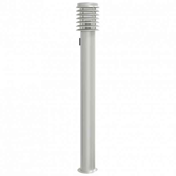 vidaXL Venkovní stojací lampa se zásuvkou stříbrná 110cm nerezová ocel