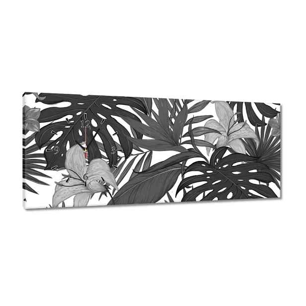 Hodiny 100x40 Černobílá monstera
