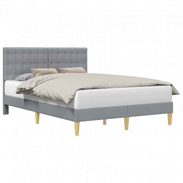 vidaXL Rám postele s čelo Světle šedá 120 x 190 cm Textil
