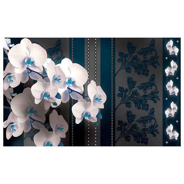 Fototapeta Orchideje pruhy elegance bílá světle modrá tělová 350x250 lepidlo
