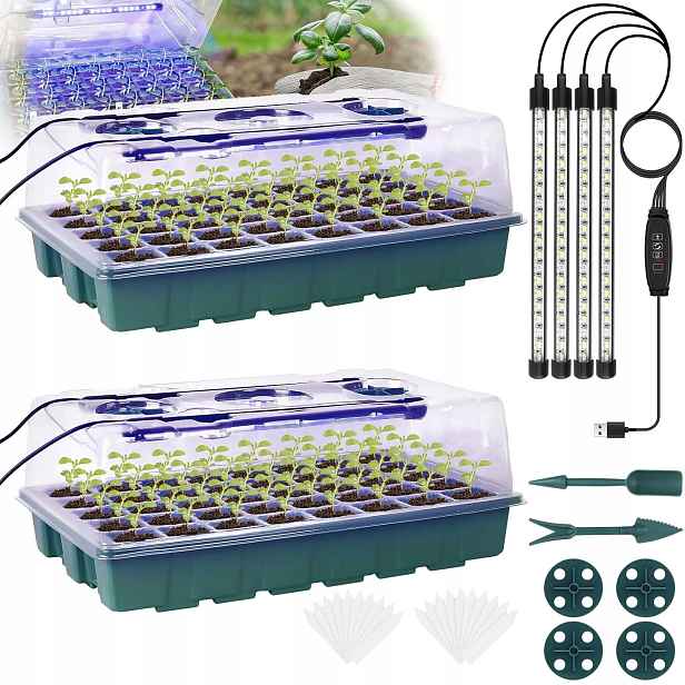 Miniskleník Pro Klíčení Pěstování 80 Led Buněk Plné Spektrum S Časovačem