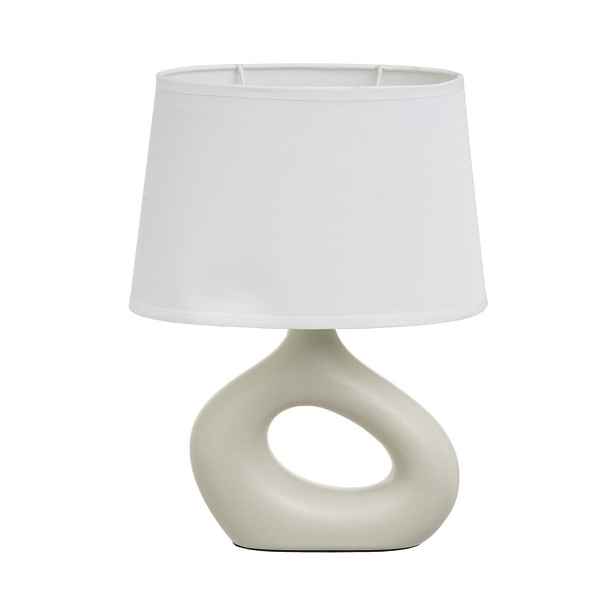 Bílo-béžová keramická stolní lampa s textilním stínidlem (výška 30 cm) – Casa Selección