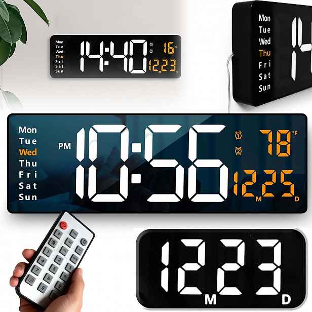 Led Hodiny S Regulací Jasu Na Stěnu Led 10 Jasů S Teploměrem A Dálkovým Ovládáním