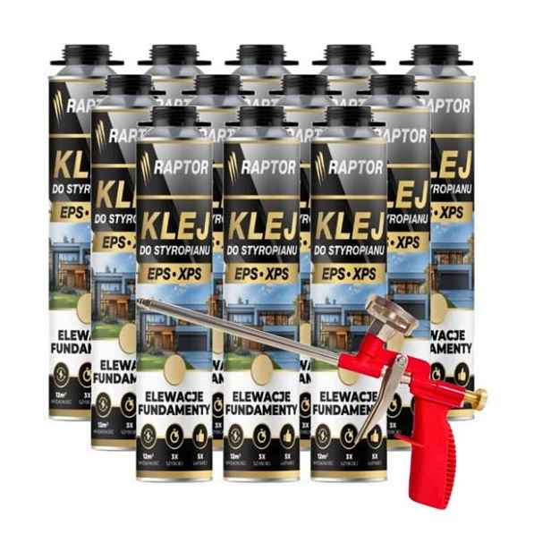 Raptor Eps Xps lepidlo na polystyren 750 ml, sada 12 ks pistole Bonus