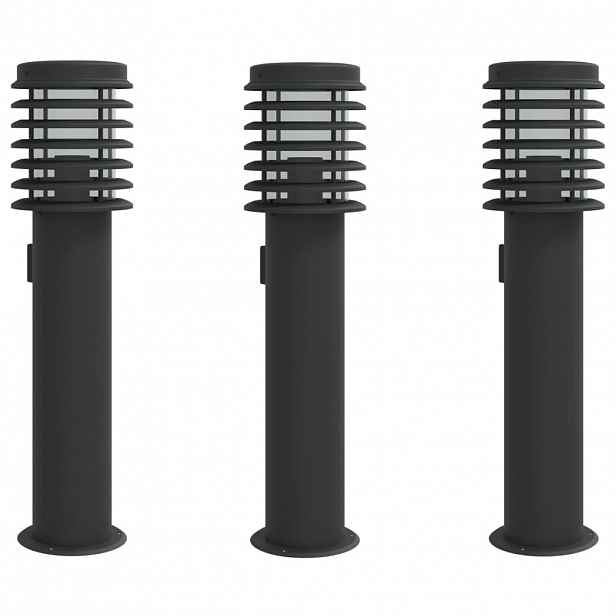 vidaXL Venkovní stojací lampy se zásuvkou 3 ks černé 60 cm ocel