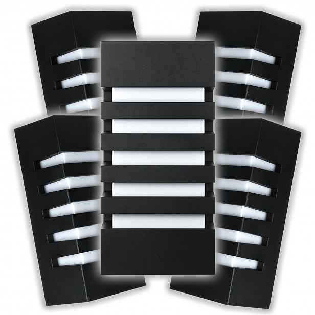 5x Černá Nástěnná Fasádní Zahradní Lampa IP55 Voděodolná Matná