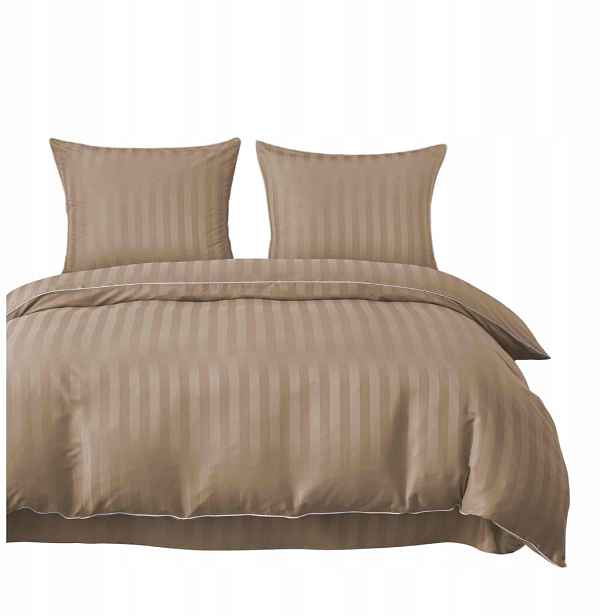 Povlečení s lemováním 140x200 1x70x80 Cappuccino Adamaszková Pásy Elegantní