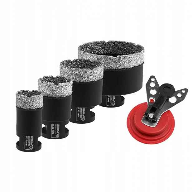 Sada diamantových korunek Vb 28,35,45,68 mm, vodítko Dedra