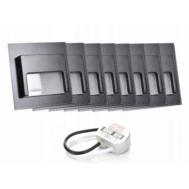 Sada světel na schody Halogen Led 8x napájecí adaptér
