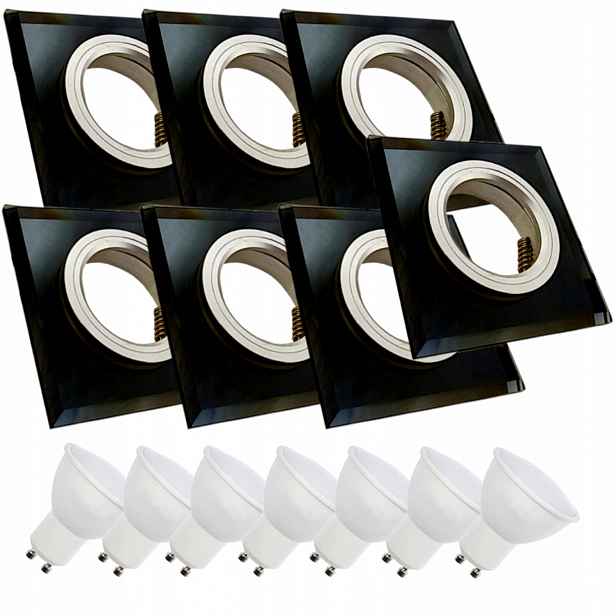 7 x Skleněná Stropní Lampa Zapuštěná Do Stropu Křišťál 3W Led Žárovky