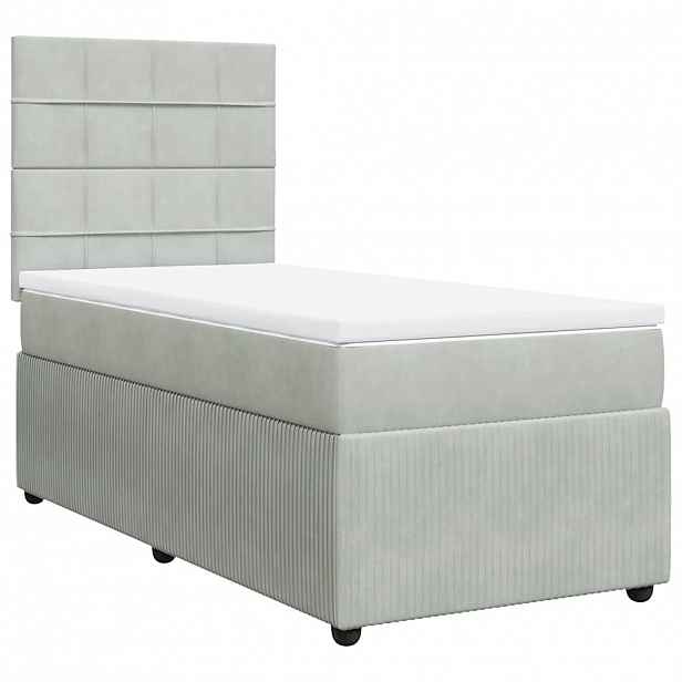 vidaXL Box spring postel s matrací světle šedá 100x200 cm samet