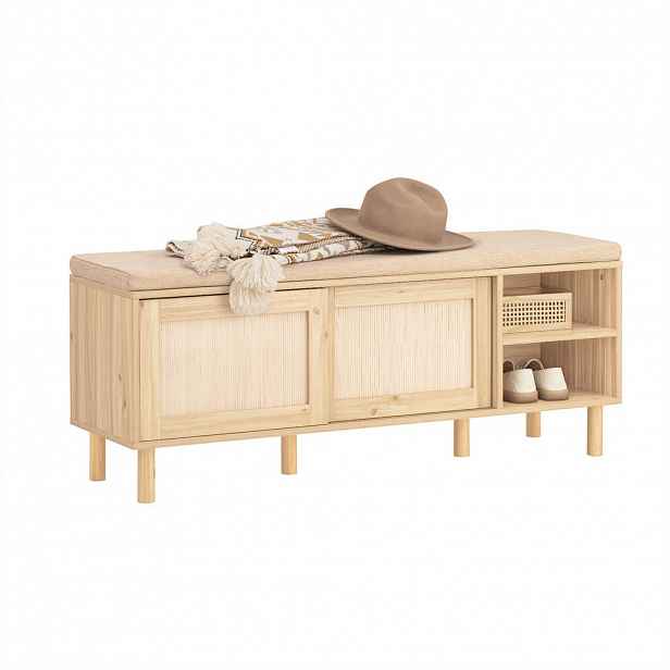 SoBuy BOTNÍK se dvěma dveřmi Přírodní 121x35x49cm Nordický
