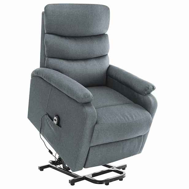 vidaXL Zvedací masážní křeslo světle šedé textil