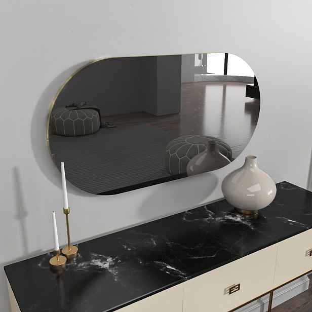 Zrcadlo Riors - Dark Grey, Gold