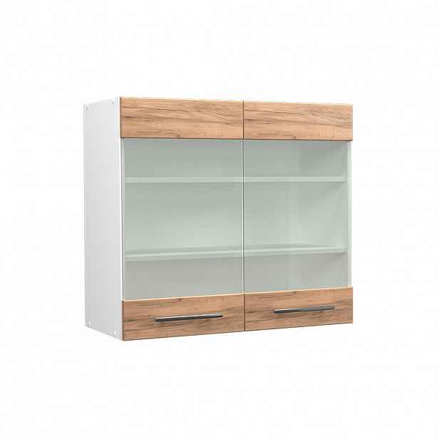 Vicco SKLENĚNÁ KUCHYŇSKÁ SKŘÍŇKA Fame-Line Zlatý mocný dub 80 cm